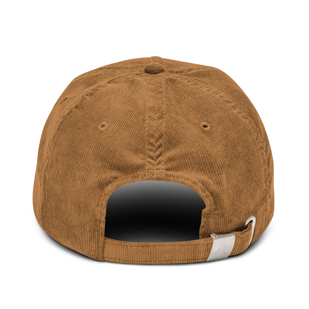 Brown corduroy cap on a white background