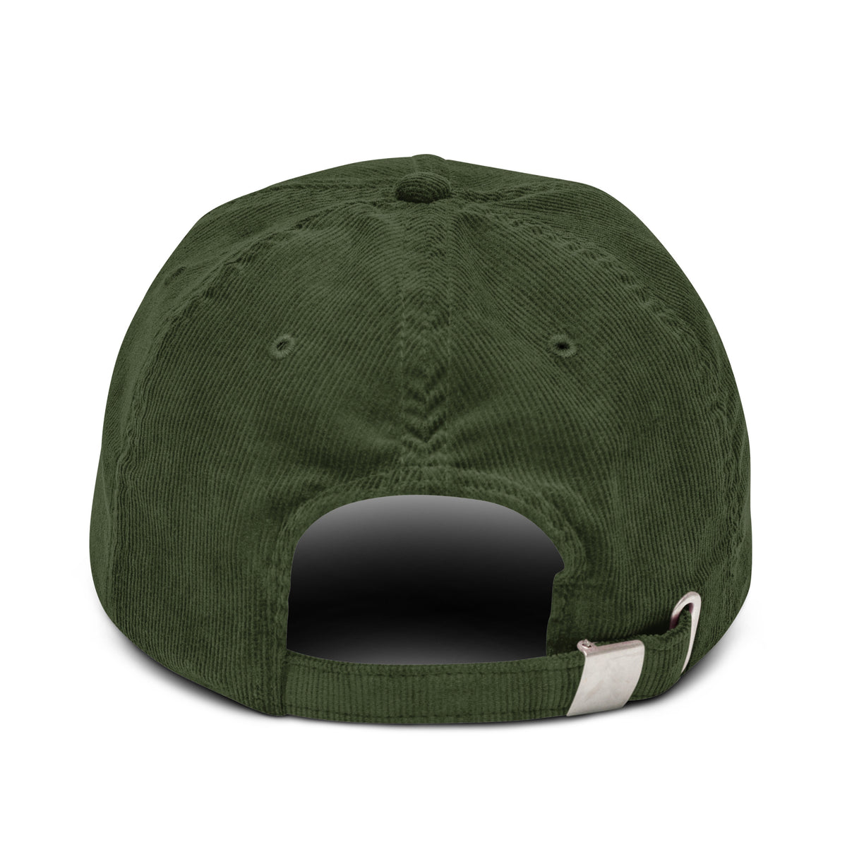 Green corduroy cap on a white background