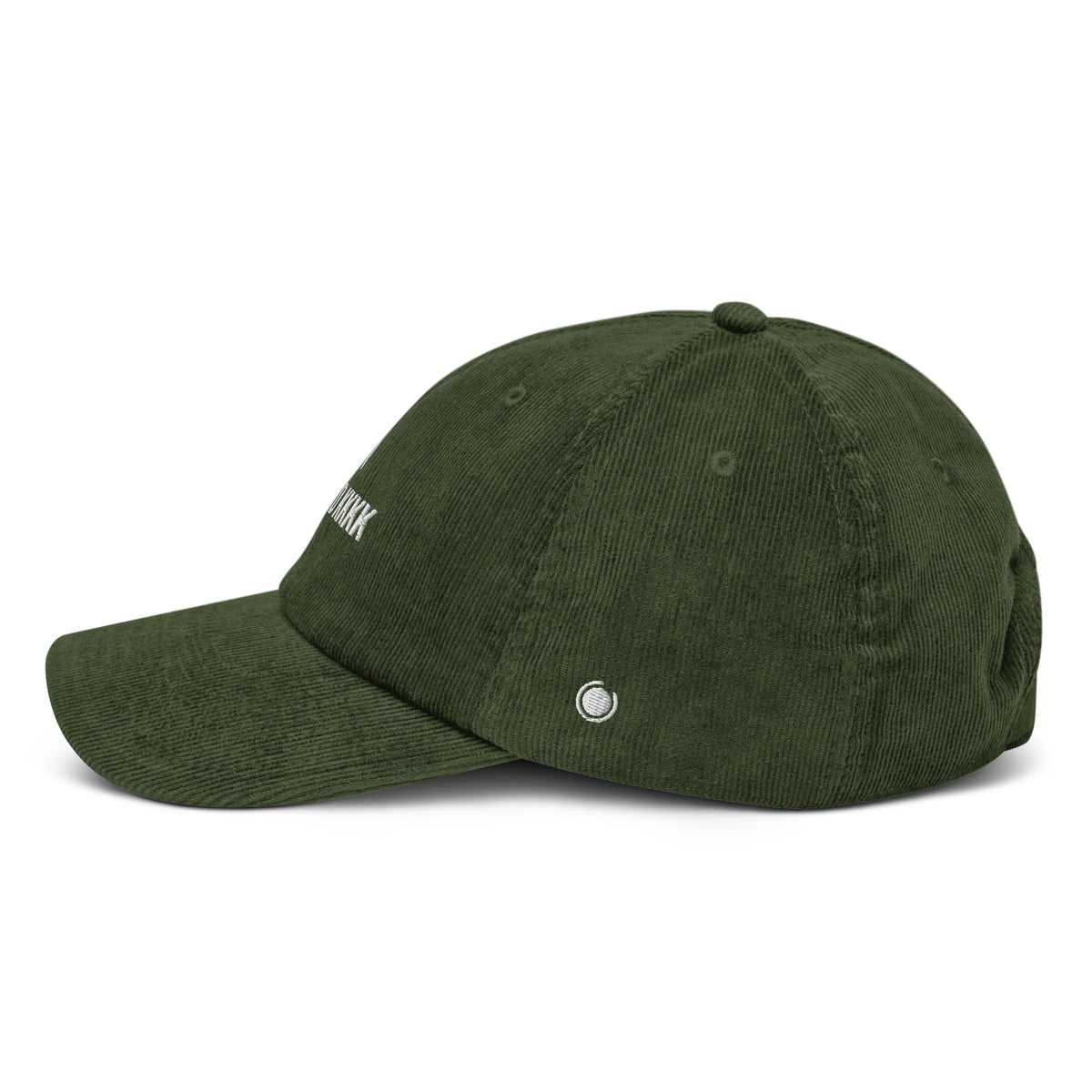Green cap with text on a white background