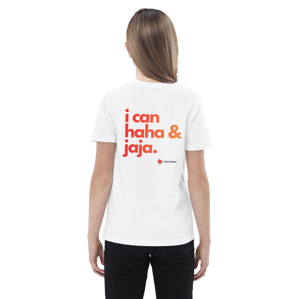 i can haha and jaja kids tshirt white big label style female