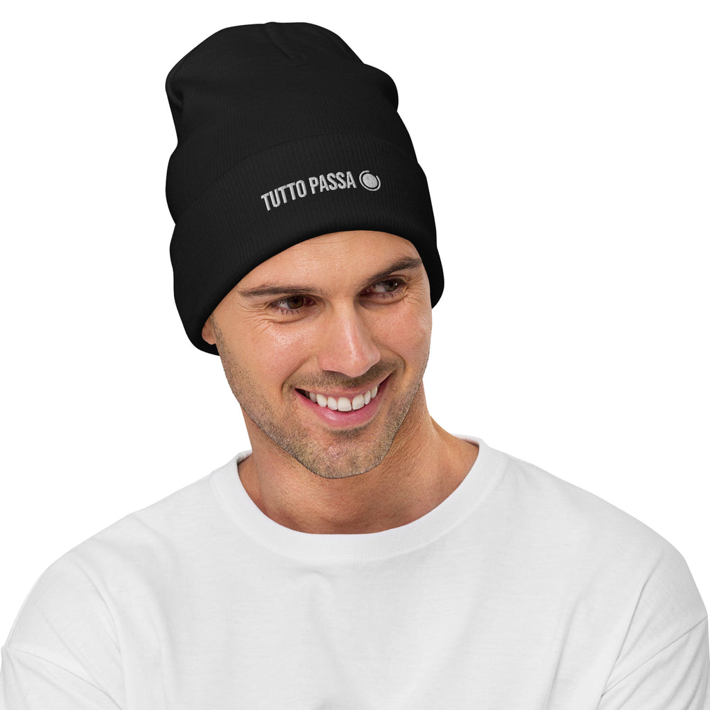 Tutto Passa Italian Beanie Hat Black Try on