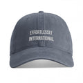 Effortlessly international cap denim front