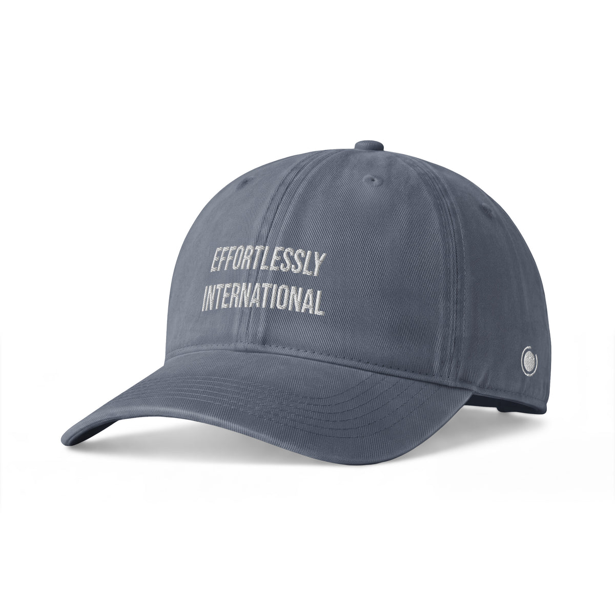 Effortlessly international cap denim front left