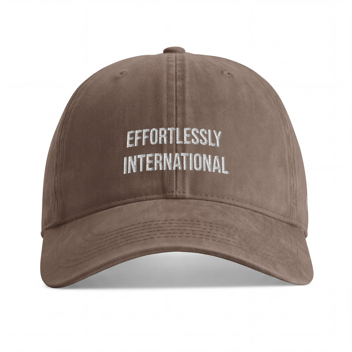 Effortlessly international cap espresso front