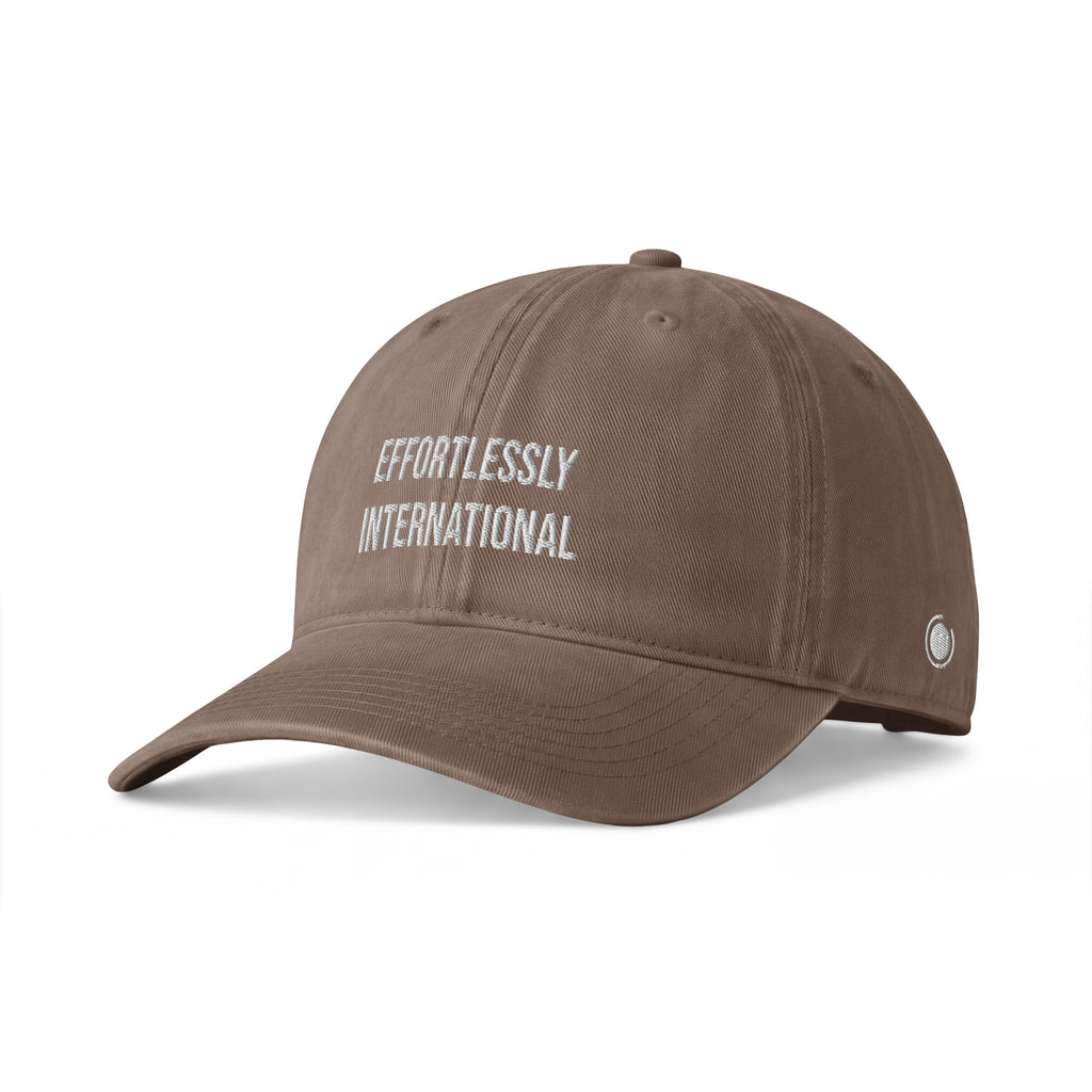 Effortlessly international cap espresso front left