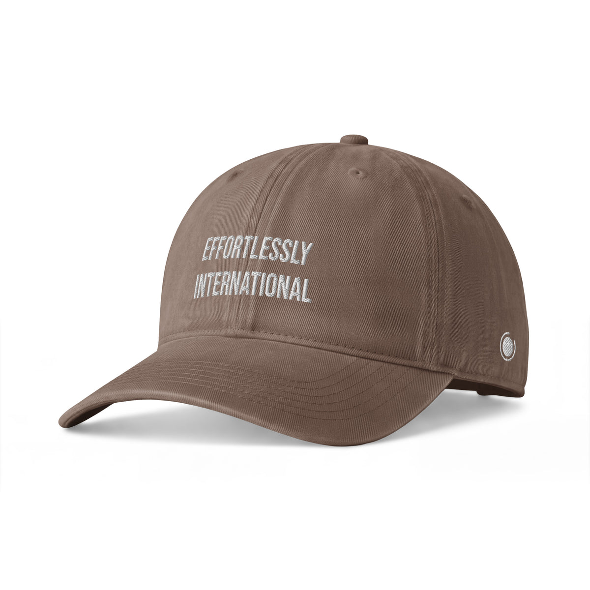 Effortlessly international cap espresso front left