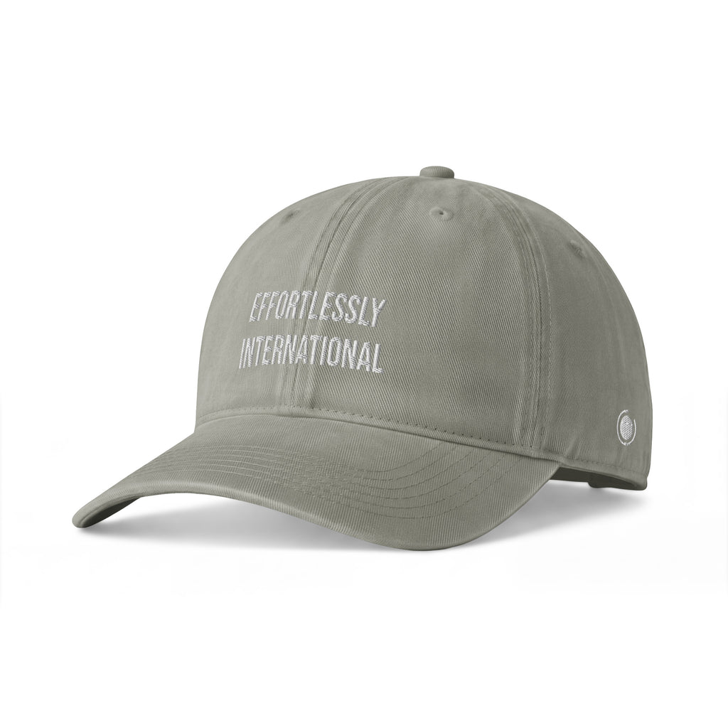 Effortlessly international cap sandstone front left