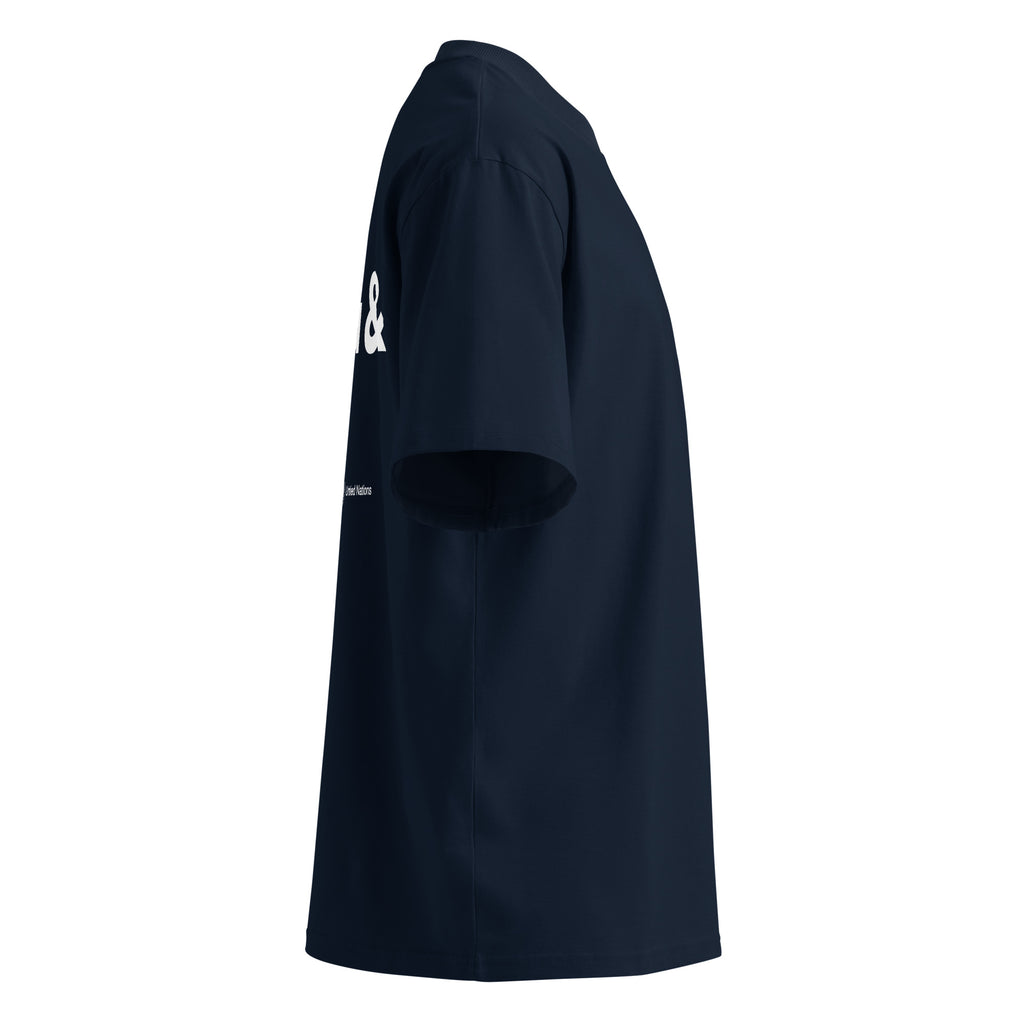 i can haha and jaja large print on oversized tshirt navy side