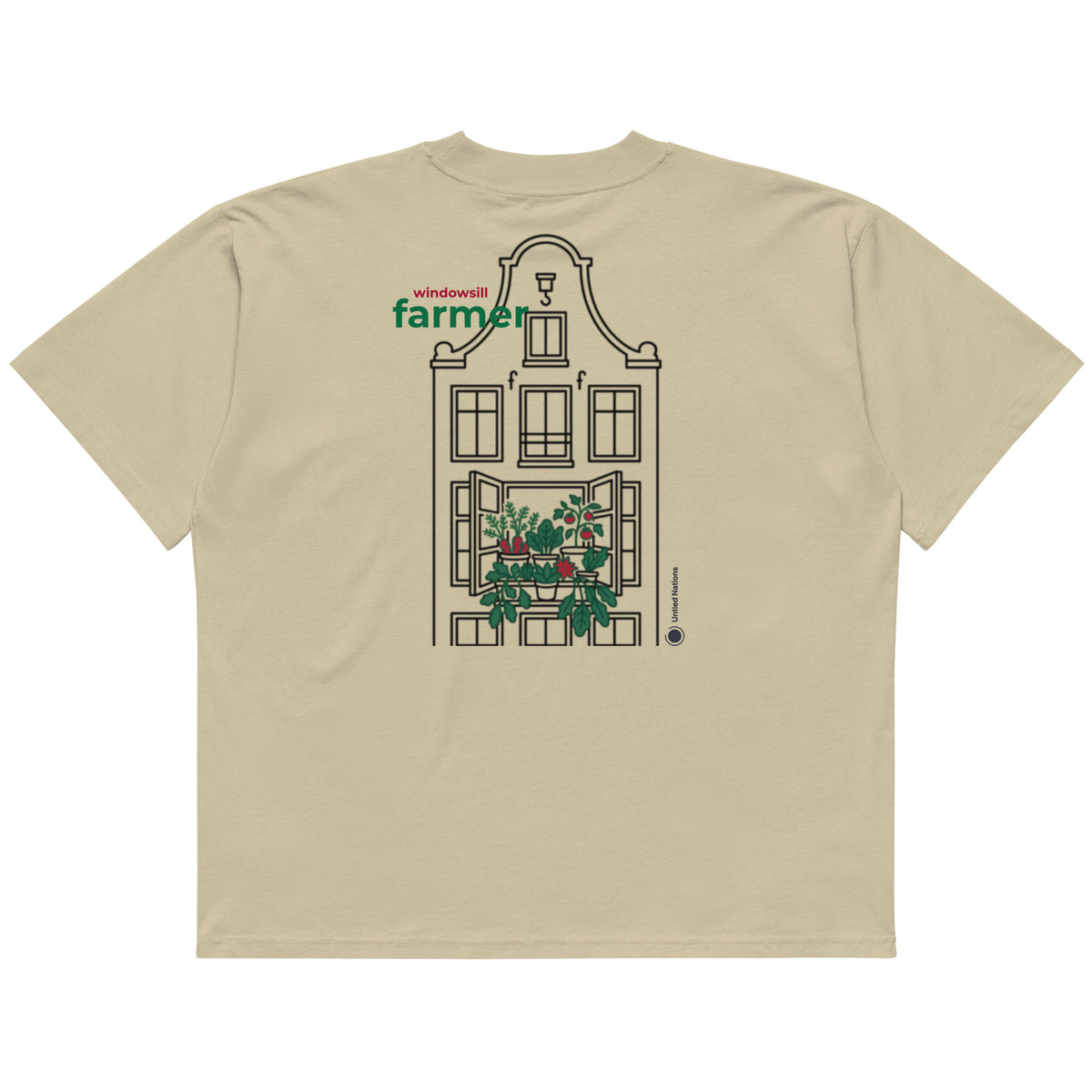 Windowsill farmer beige tshirt back