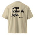 i can haha and jaja oversized tshirt big print back stone