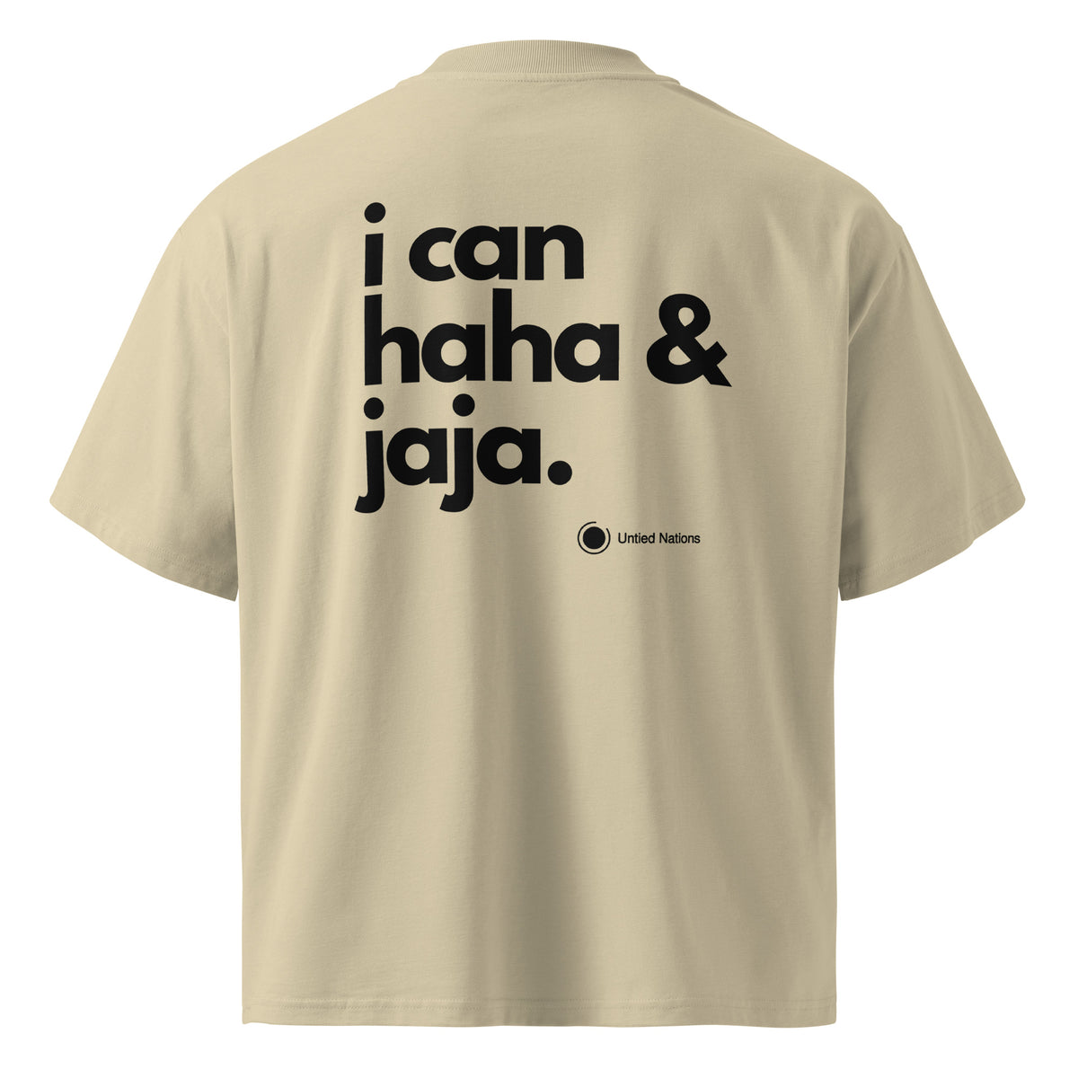 i can haha and jaja oversized tshirt big print back stone