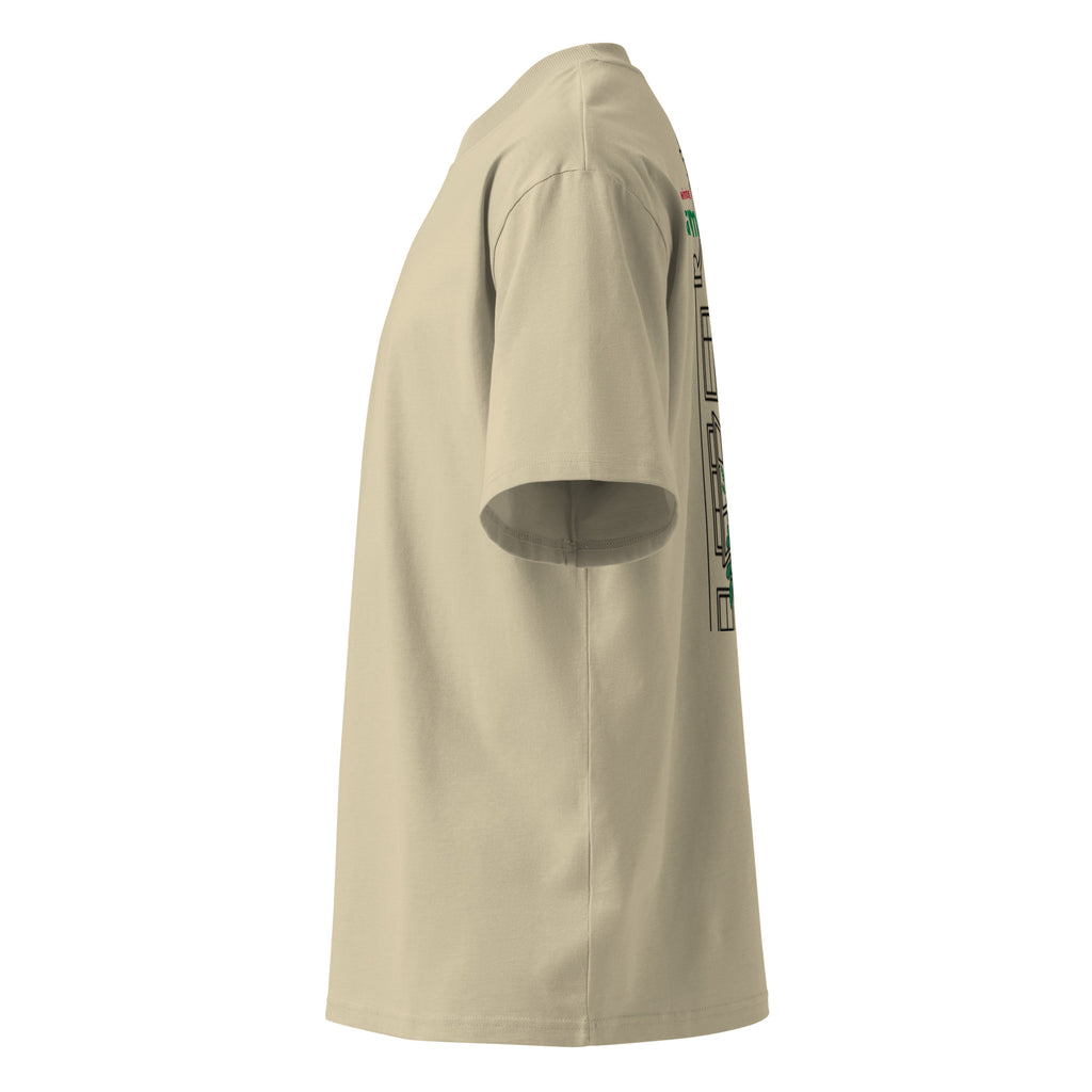 Windowsill farmer beige tshirt side 