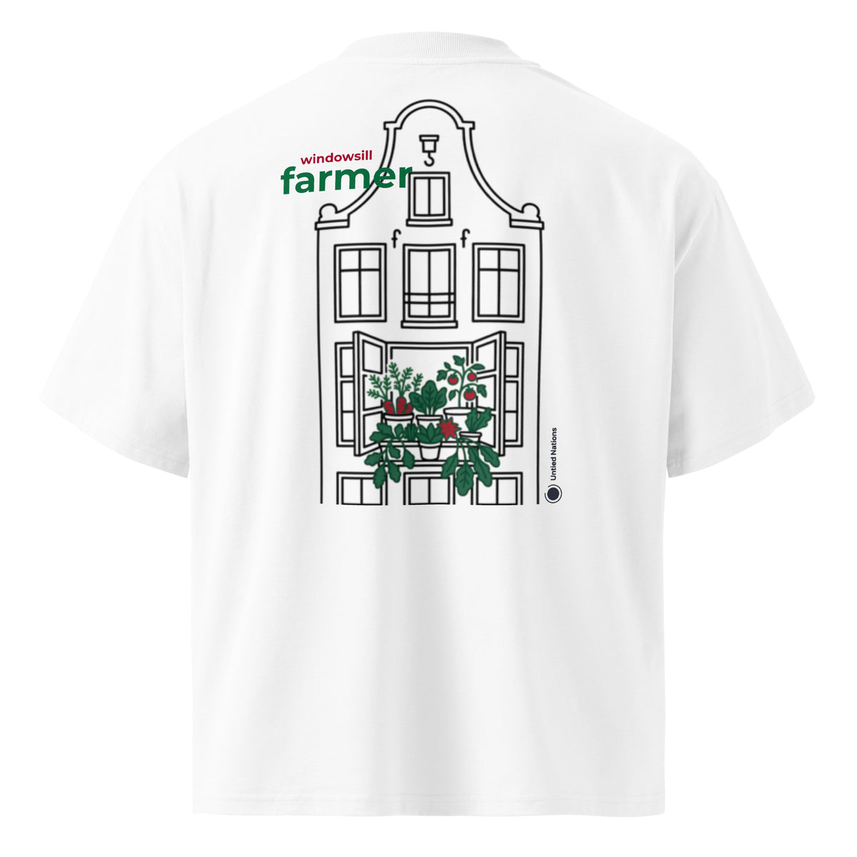 Windowsill farmer white tshirt back true
