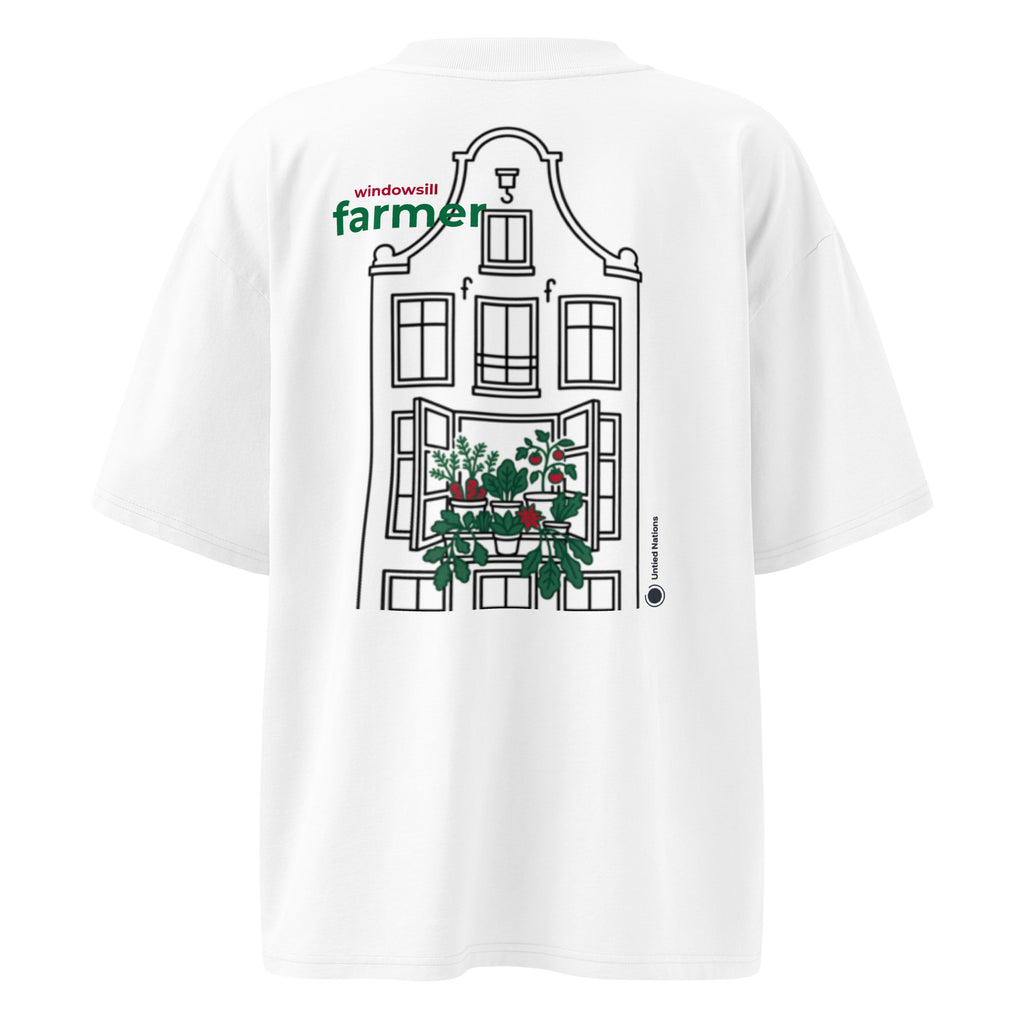 Windowsill farmer white tshirt back 