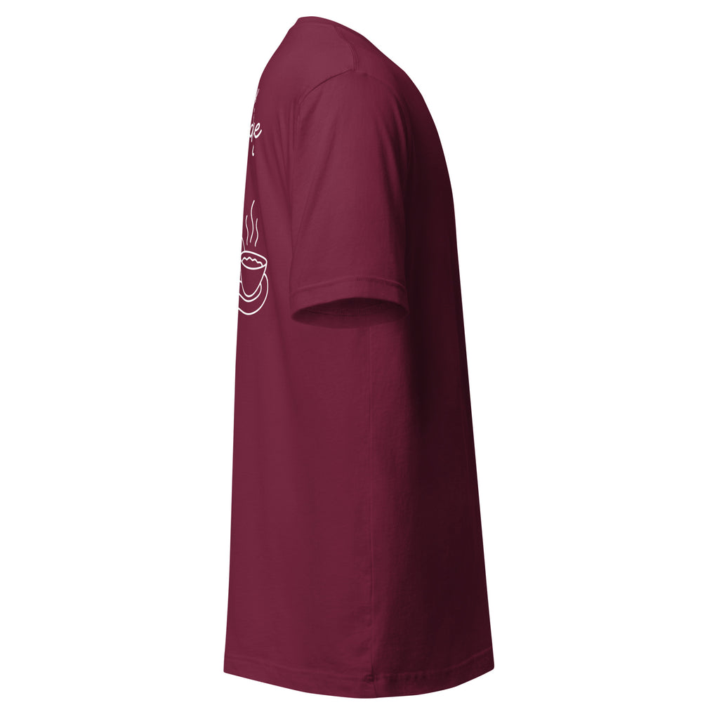 Let's not walk around the porridge tshirt maroon side