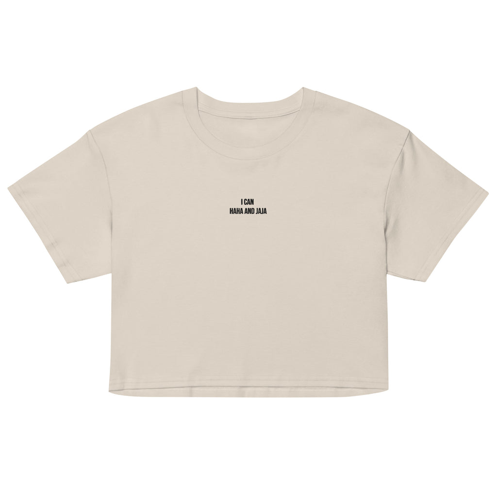 i can haha and jaja womens crop top bone white front