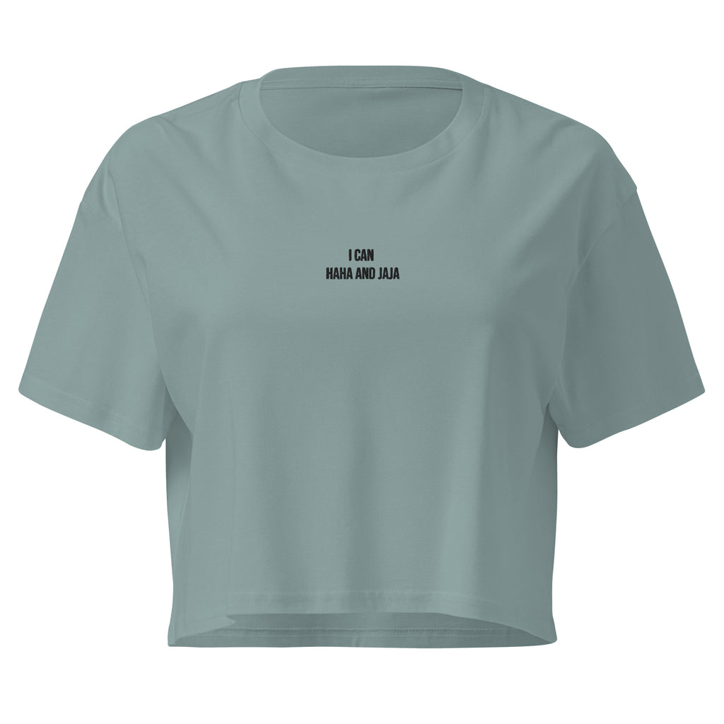 i can haha and jaja womens crop top mineral front