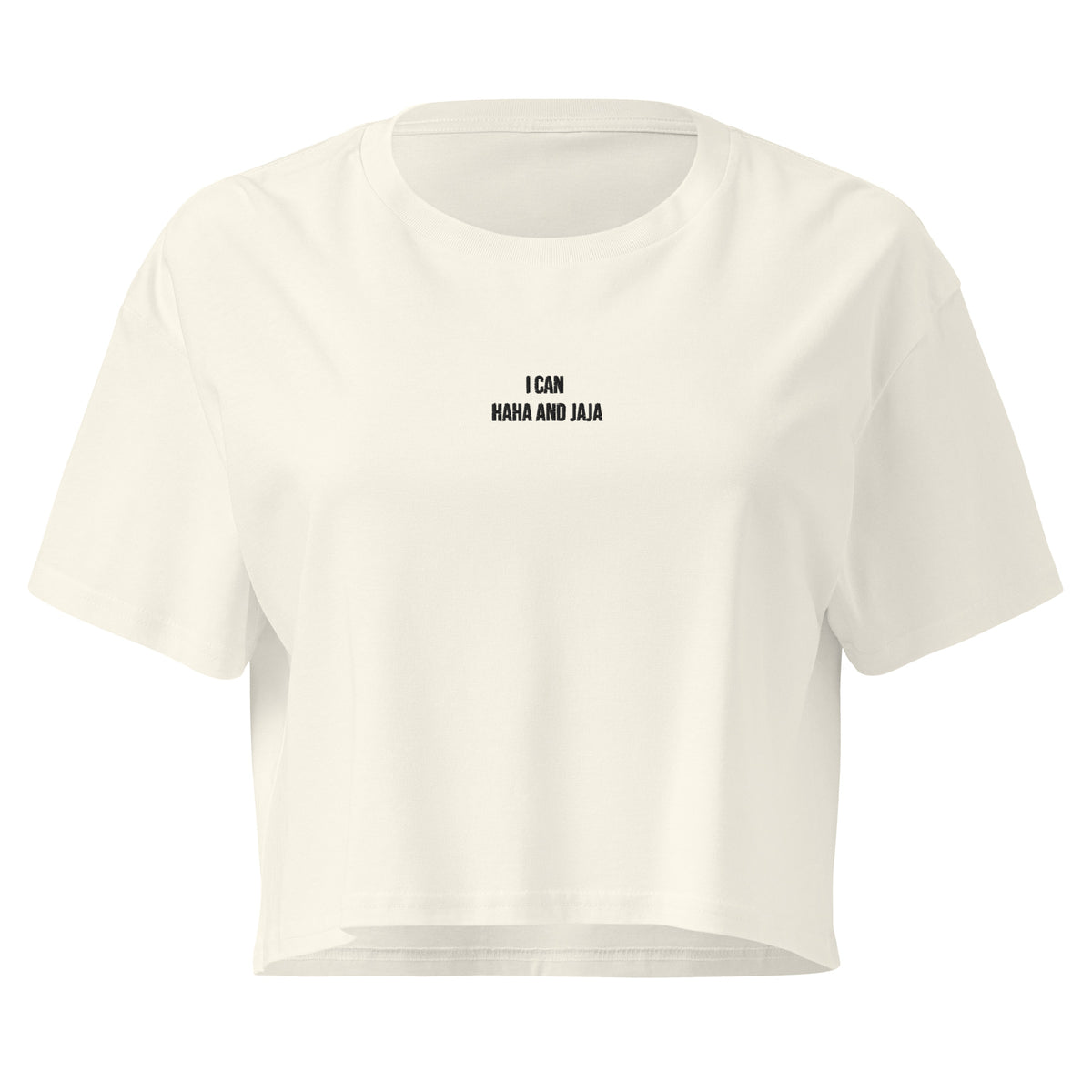 i can haha and jaja womens crop top natural white front