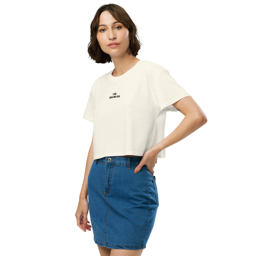 i can haha and jaja womens crop top white natural pose