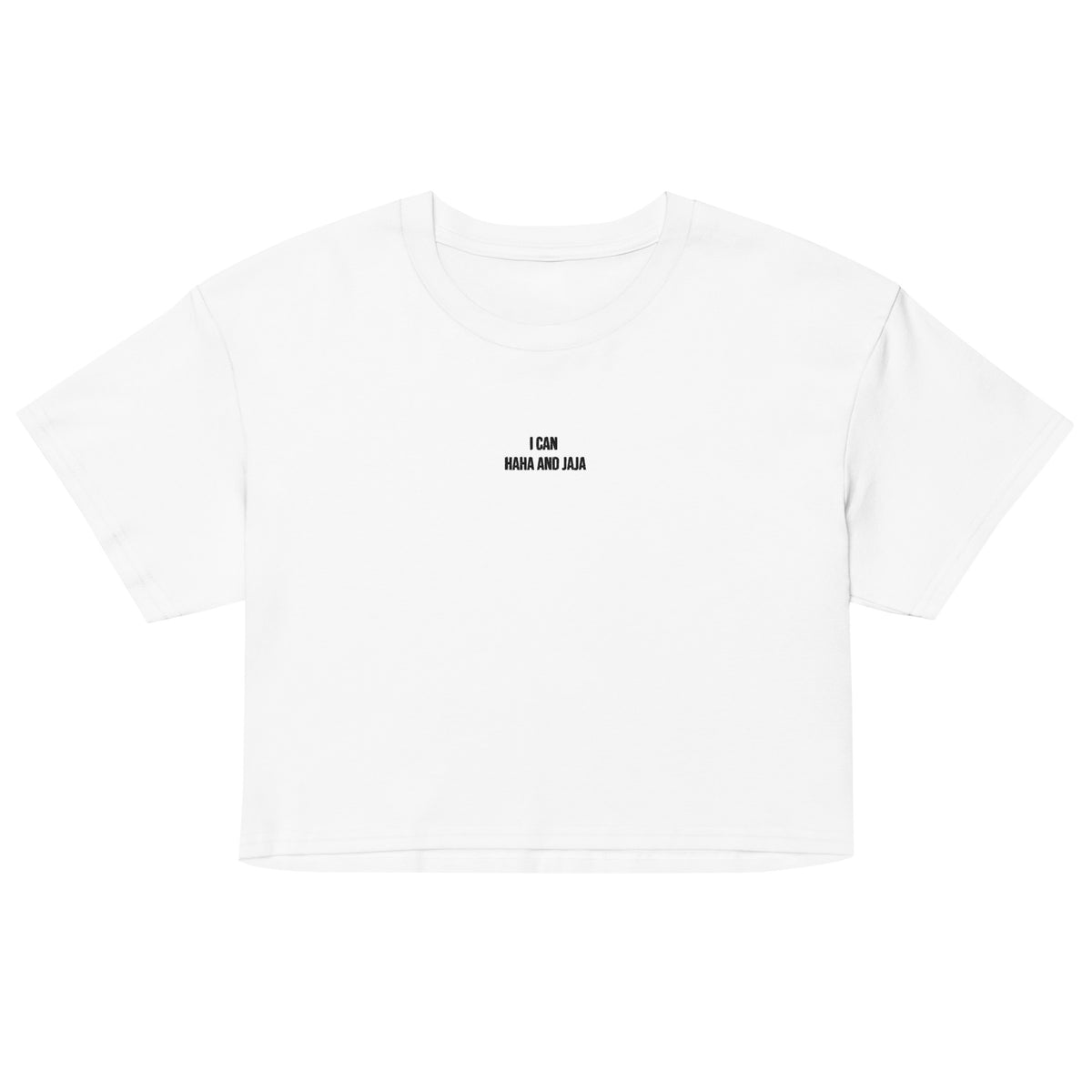 i can haha and jaja womens crop top white front