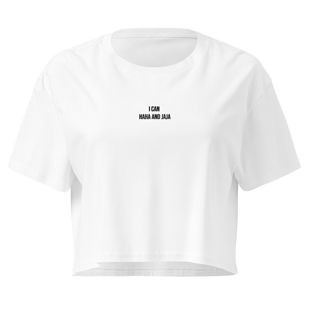 i can haha and jaja womens crop top white front